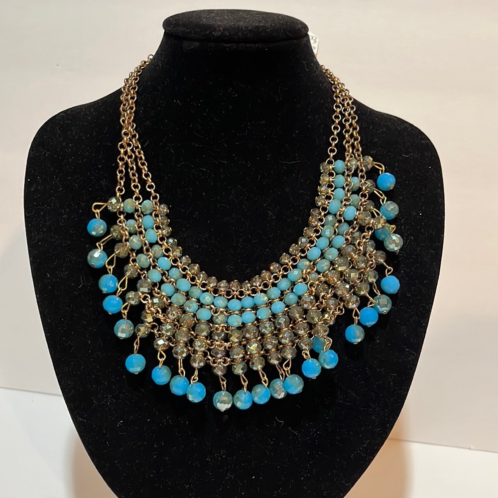 NEW Turquoise Beaded Glass Necklace